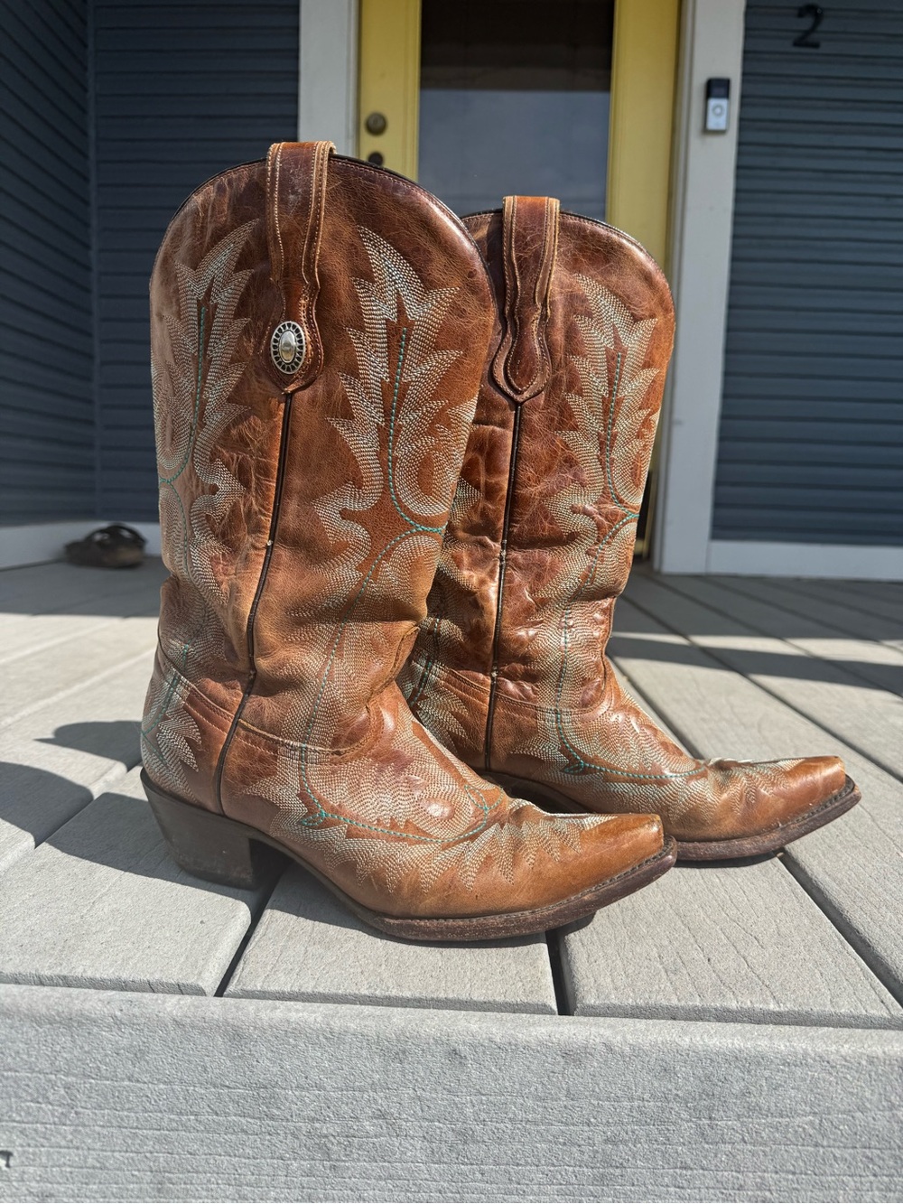 Vintage Brown Leather Cowboy Boots - Corral
